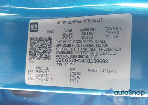 2022 Chevrolet Colorado 2Wd Short Box Lt from USA, damaged, VIN 1GCGSCEN4N1150693